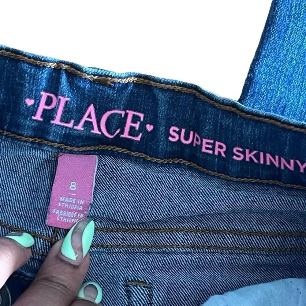 The Children’s Place Girl’s Victory Blue Wash Super Skinny Denim Jeans Size 8